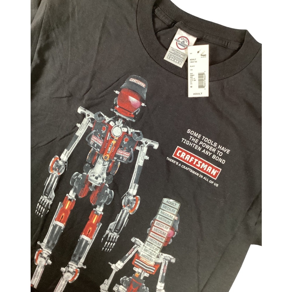 VINTAGE Craftsman‎ Black Graphic Tee Robot Tool Men Medium NWT